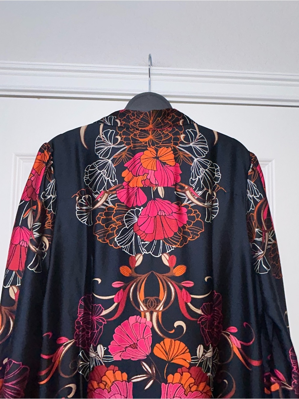 Chico’s Floral Print Button Front Bloussant Long Sleeve Maxi Shirt Dress Chicos - Picture 9 of 12